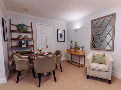 Cozy dining area with table and chairs