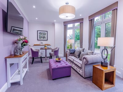 Cozy lounge area with comfortable furniture and decor