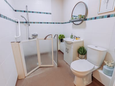 Bathroom features with accessible shower area