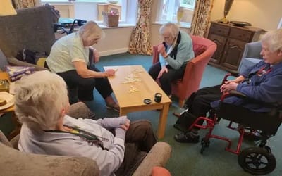 Residents engaged in a board game activity.