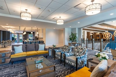 Welcoming interior common area with comfortable seating.