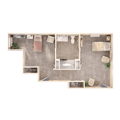 Architectural layout of a resident room.