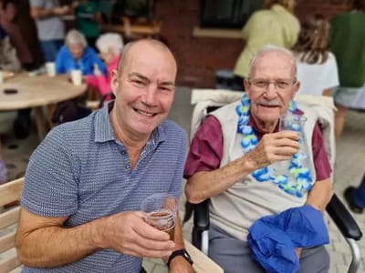 Residents enjoying a festive outdoor gathering