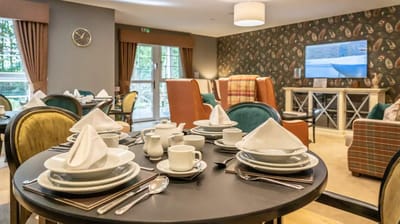 Dining setup in a common area of the facility