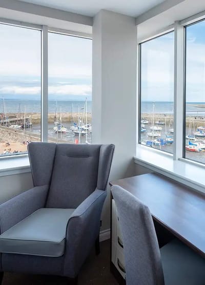 Cozy corner with a view of boats