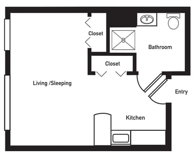 Architectural floor plan of a unit layout.