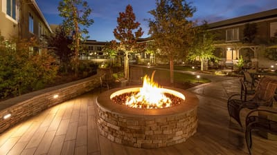Outdoor fire pit area in the courtyard