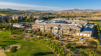Aerial view of Villagio at Capriana building and grounds.