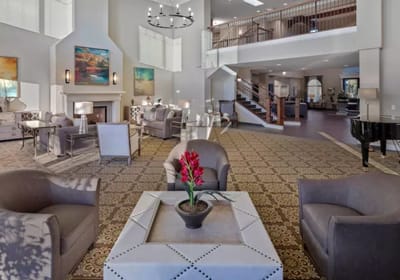 Spacious common area with seating and decor