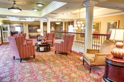 Interior view of a comfortable common area in the facility