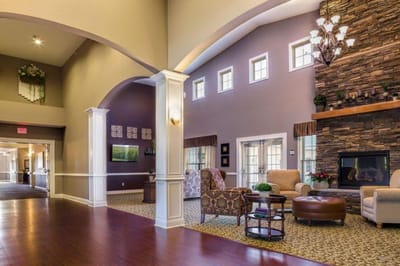 Interior of a cozy common area with seating