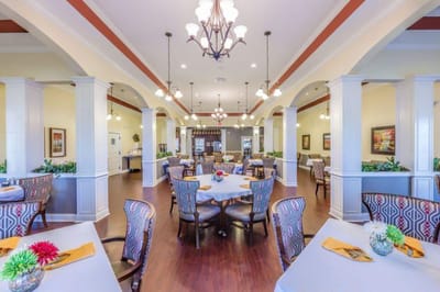 Dining area with elegant tables and chairs