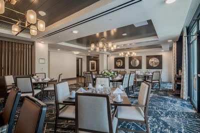 Modern dining area with elegant table settings