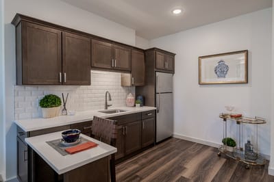 Modern kitchen in a resident suite