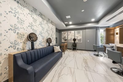 Well-designed hair salon area with elegant decor