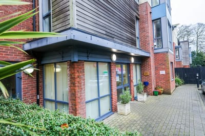 Exterior view of Ashbourne Court Care Home entrance