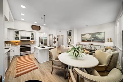 Bright common area with comfortable seating and decor