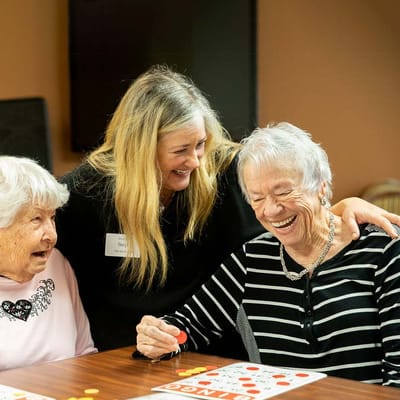 Residents enjoying a game of bingo together
