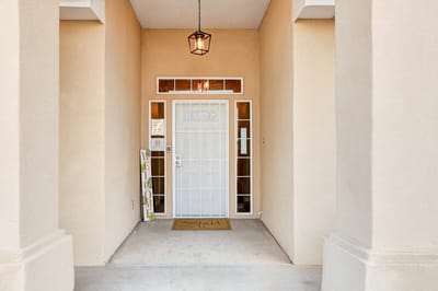 Welcoming entrance to a senior living facility