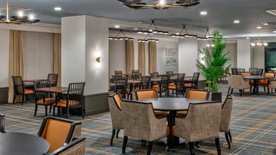 Modern dining room with tables and chairs