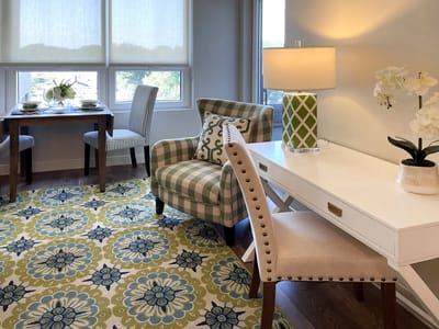 Bright and inviting interior with furnishings