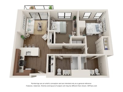 Architectural floor plan of a senior living unit