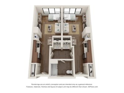 Architectural floor plan of a resident unit