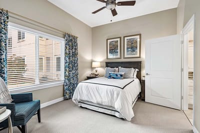 Cozy private room with a bed and decor