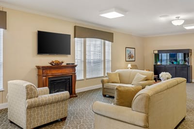 Bright common area with comfortable seating