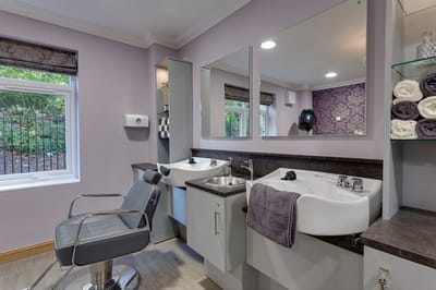 Interior view of a salon area in the care home
