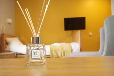 Reed diffuser in a bright resident room