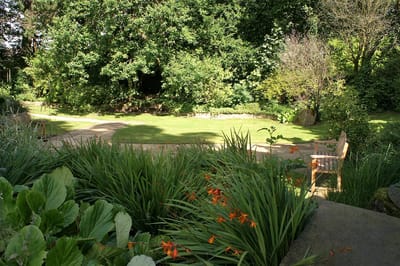 Tranquil garden area with seating