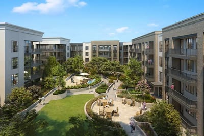 Centrally landscaped courtyard of a senior living facility