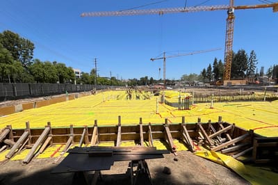 Construction site with foundation support structures