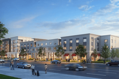 Exterior view of a new senior living facility