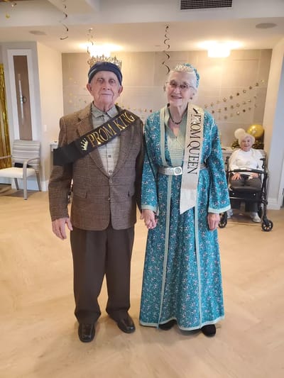 Residents crowned as Prom King and Queen at a festive event