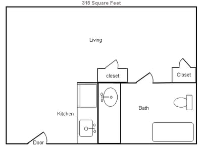 Architectural floor plan of a living area