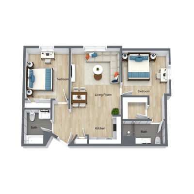 Architectural floor plan of a resident unit