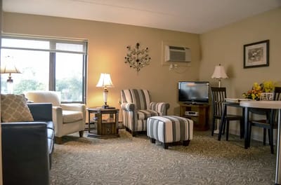 Cozy living room in a senior living facility