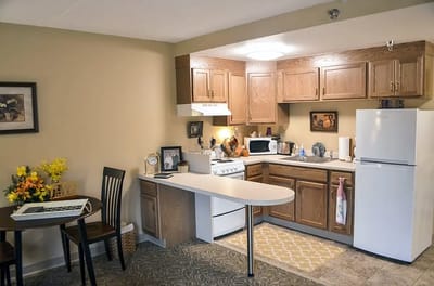 Cozy kitchen area in a resident's unit