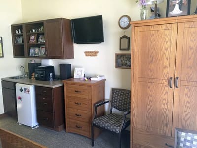Cozy interior of a resident's room with furniture