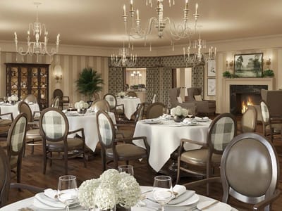 Elegant dining room set for a meal