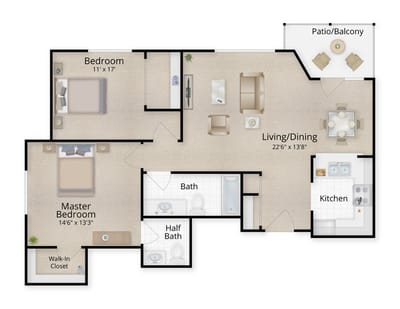 Architectural floor plan with room dimensions and layout
