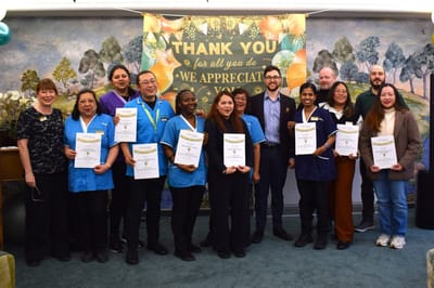 Staff appreciation event with certificates