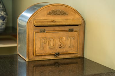 Vintage mailbox on a counter