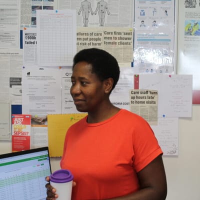 Staff member in a care facility office