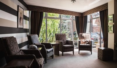 Cozy seating area with natural light.