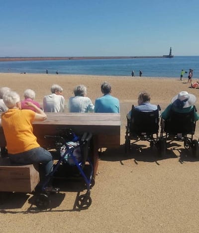Seniors enjoying a day at the beach