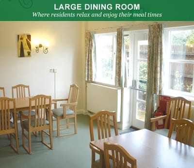 Large dining room with tables and chairs
