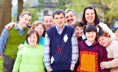 Group of happy residents outdoors